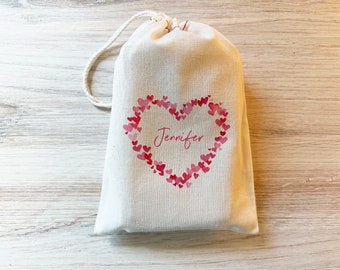 Valentine’s Day Personalized Treat Bag - Kids Valentine Goodie Bag - Heart Party Favor Bag - Galentine's Gift Bag - Heart Bags