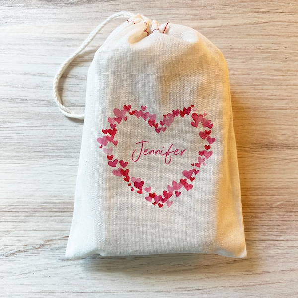 Valentine’s Day Personalized Treat Bag - Kids Valentine Goodie Bag - Heart Party Favor Bag - Galentine's Gift Bag - Heart Bags