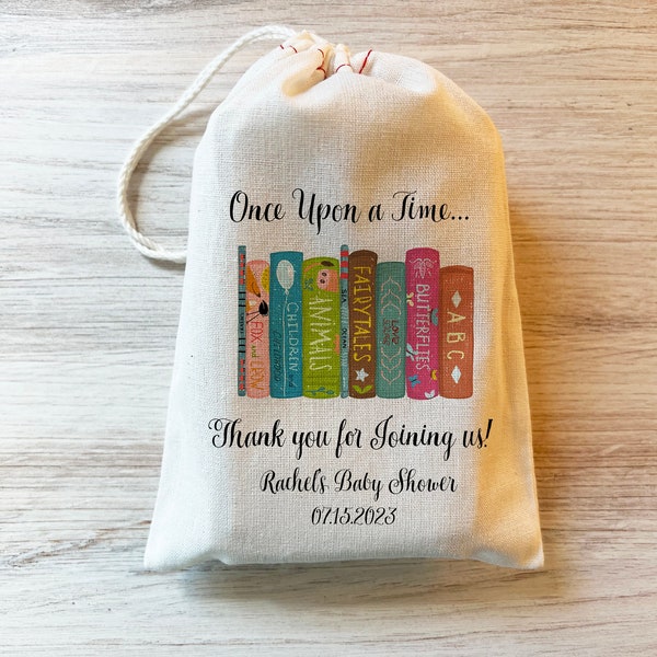 Book Baby Shower Library Baby Shower Gift Party Favor Bag. 4x6 5x7 6x8 8x12 Drawstring Birthday Baby Shower Personalized custom