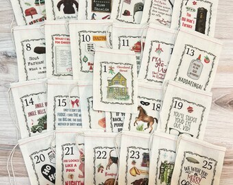 Christmas Story Inspired Advent Calendar Christmas Bags - Countdown to Christmas - 25 Bags advent bags