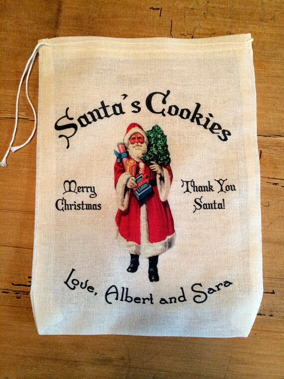 1 Santa's Cookies Christmas Bag Personalized Bag | Etsy