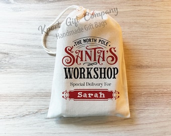 Christmas Santa Custom Personalized Bag - Special Delivery From Santa - Santa's Workshop - Stocking Stuffers - Christmas Gift Bags