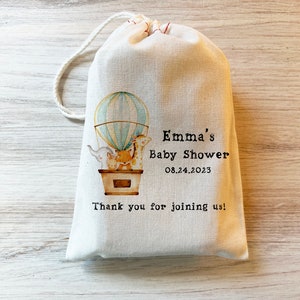 Hot Air Balloon Baby Gift Party Favor Bag. Woodland Baby Shower Favor 4x6 5x7 6x8 8x12 Drawstring Birthday Baby Shower Personalized custom