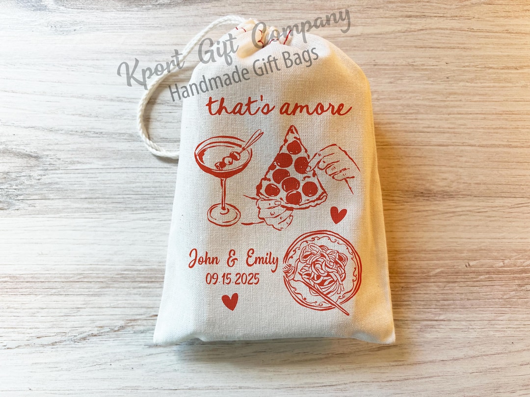 Hand Drawn - Thats Amore Bag - Italian Wedding Bag - Pasta Party Decor ...