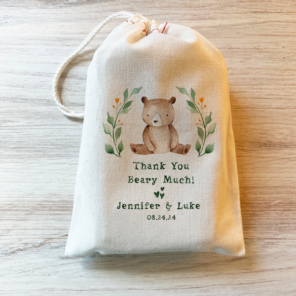 Beary Much Baby Shower Teddy Bear Baby Shower Gift Party Favor Bag. 4x6 5x7 6x8 8x11 Drawstring Birthday Baby Shower Personalized custom