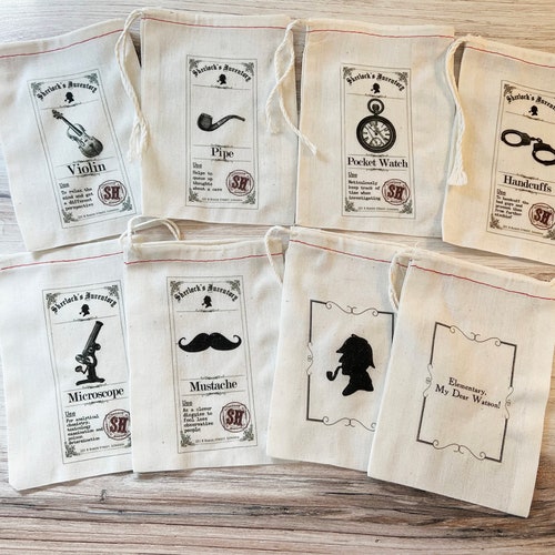 Sherlock Holmes Gift Favor Bags. Set of 8 Fun Holmes Watson Etsy