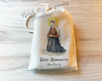 Saint Bernadette of Lourdes - Catholic Prayer Bag - Cotton Drawstring Bag - Saint Bags - Saint Banner - Saint Bernadette