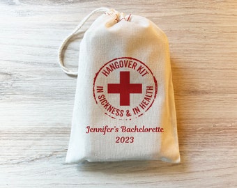 Red Cross Hangover Survival Kit Wedding Hangover Bag Kits - Drawstring Bag - Wedding Recovery bag - Wedding party favors Bachelorette