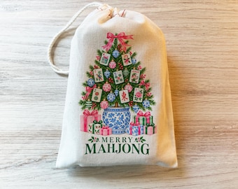 Merry Mahjong Chinoiserie Christmas Favor Bag - Personalized Custom