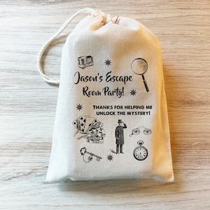 Escape Room Party Mystery Gift Party Favor Bag. 4x6 5x7 6x8 8x12 Drawstring Birthday Gift Basket Bags Personalized Custom.