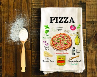 Pizza Towel How to Build a Pizza Kitchen Tea Towel Pizza Gift Sets Pizza Recipe Italian Kitchen Gift Housewarming Gift