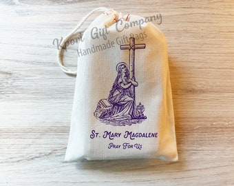 Saint Mary Magdalene - Catholic Prayer Bag - Cotton Drawstring Bag - Saint Bags - Saint Banner