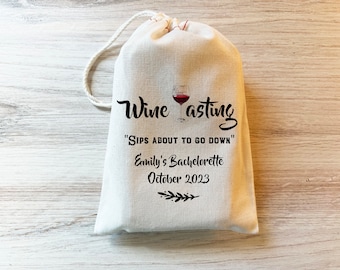 Wine Favors, Bachelorette Party Favor, Hangover Kit, Survival Kit  - Wine Tasting Sips about to go down Wine Party Custom bag