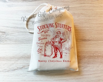 Christmas Stocking Stuffer Bag - Christmas Gift Bags - Personalized Christmas Bag - Custom Christmas Bag - Vintage Santa Bag