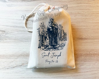 Saint Joseph - Catholic Prayer Bag - Cotton Drawstring Bag - Saint Bags