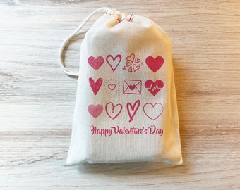Valentine’s Day Personalized Treat Bag - Kids Valentine Goodie Bag - Heart Party Favor Bag - Galentine's Gift Bag - Heart Bags