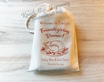 Friendsgiving Thanksgiving Favor Gift Bags - Personalized Thanksgiving bags - Friendsgiving Dinner Party Favors - Custom Friendsgiving