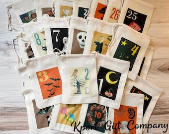 Halloween Month Calendar Bags Countdown to Halloween Bag Set 31 Vintage Halloween Spooky Halloween Bags