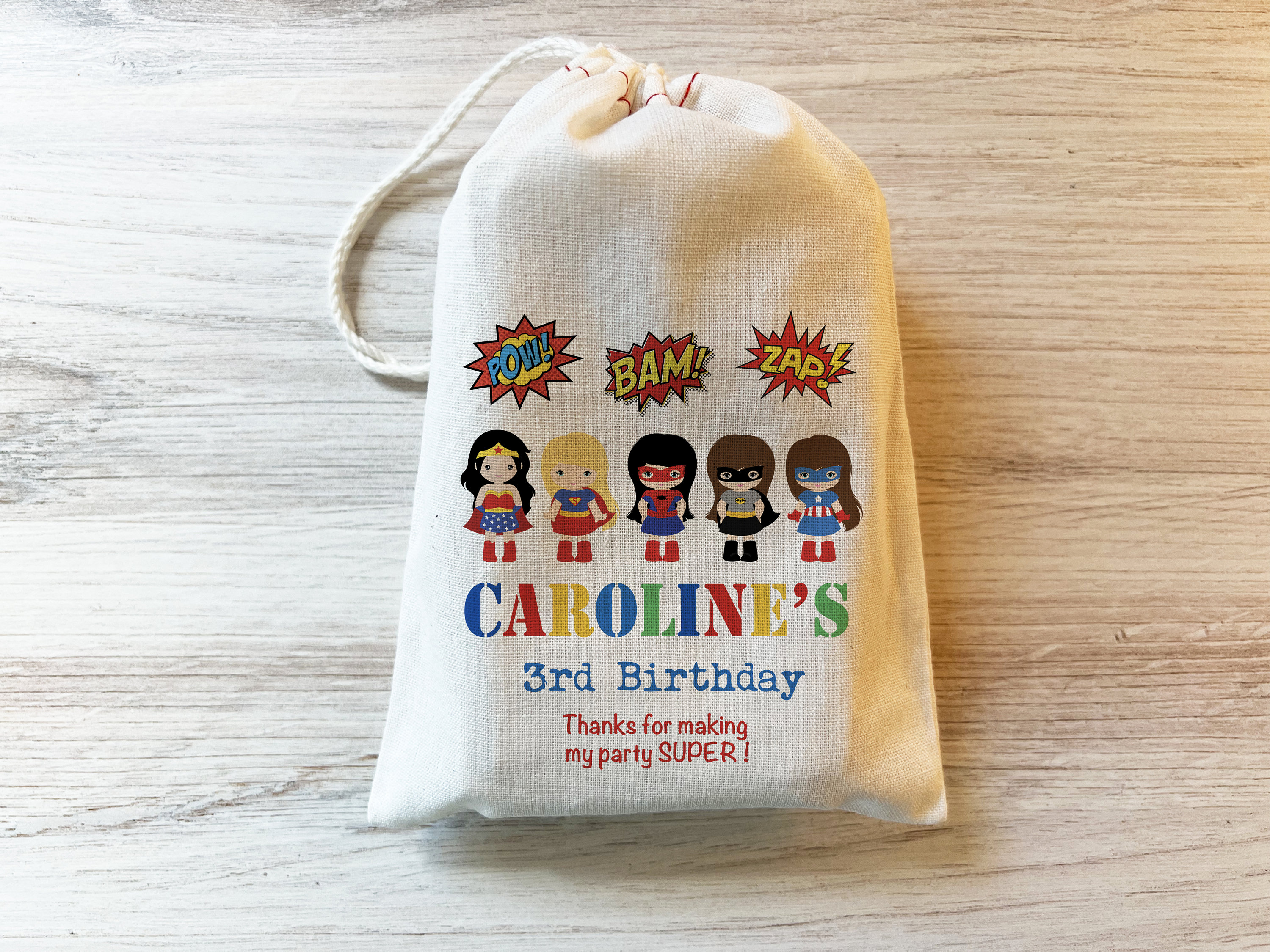 Bolsa de regalo para fiesta de superhéroes para niños o niñas. Bolsas De  Cumpleaños Con Cordón Algodón Personalizado -  México