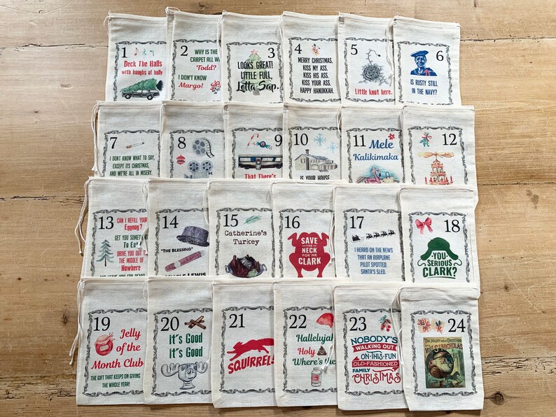 Christmas Vacation Inspired Advent Calendar Christmas Bags Etsy