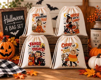 Halloween Treat Bags, Handmade Trick or Treat Bags, Vintage Halloween Favor Bags, Kids Candy Bags, Halloween Gift Bags
