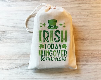 St. Patrick's Day Hangover Kit Gift Party Favor Candy Bag. Drawstring Thank You Bags Cotton custom personalized