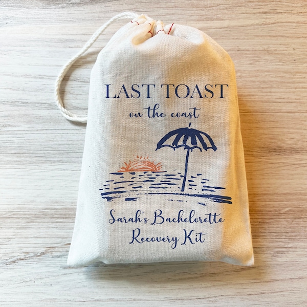 Last Toast on the Coast Bachelorette Party Recovery Kits Custom Bachelorette Favors Personalized Luxury Bachelorette Social Club Bach