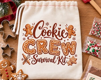 Personalized Christmas Cookie Crew Survival Kit Bag | Handmade Holiday Baking Gift Bag | Christmas Cookie Decorating Gift