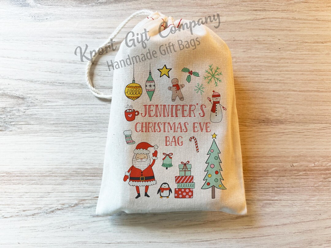 Christmas Eve Bag Custom Personalized Bag Christmas Bags Drawstring Bags Cotton Etsy