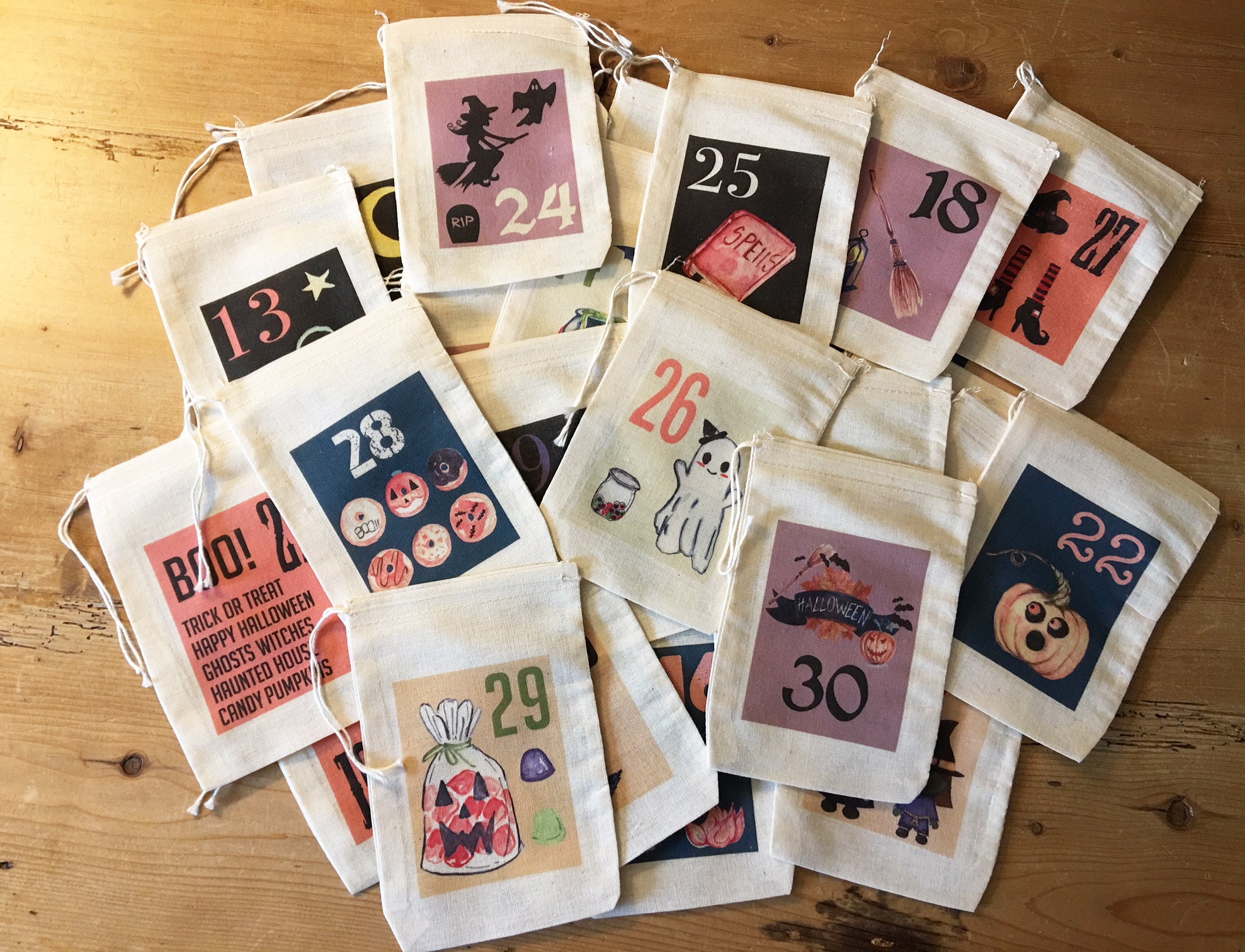 Halloween Month Calendar Bags Countdown to Halloween Bag Set 31 Vinta…