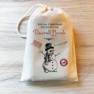 Christmas Snowman Custom Personalized Bag - Christmas Delivery Bag - Christmas Bags -  Christmas present bag - Snow man Bag