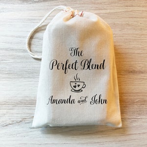 Perfect Blend Coffee Wedding Favor Bag - Coffee Favors for Wedding Drawstring Personalized custom Cotton