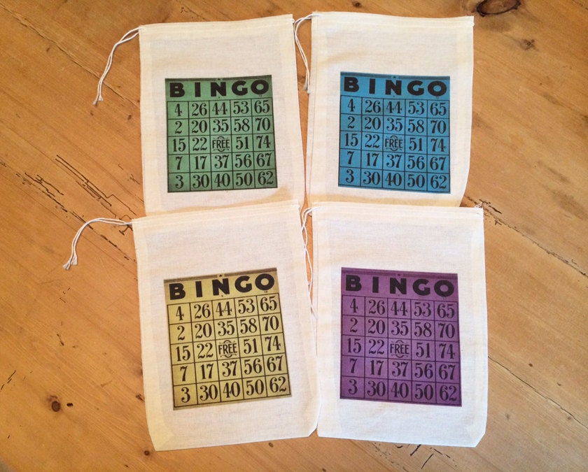 4 Bingo Card Bags Kids Party Favor Bingo Game Bags Gift Etsy