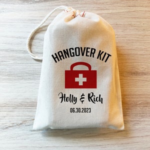 Hangover Kit Bag Party Favors Survival Kit DIY Bride Bachelorette Party Recovery Kit Hangover Bags Personalized Cotton