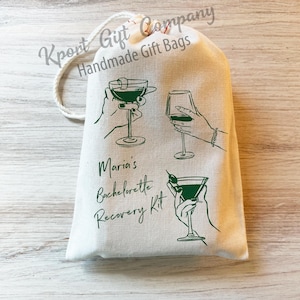 Hand Drawn Bag - Hangover Kit - Drinks Kit - Personalized Hangover Bags - Custom Recovery Kit - Bachelorette Gift - Wedding Favor