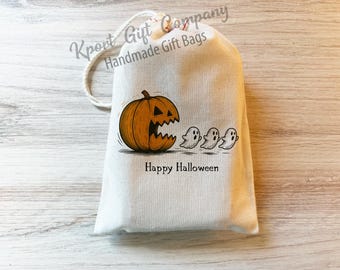 Halloween Pumpkin Chasing Ghost - Happy Halloween Favor Bag - Trick or Treat Gifts Custom Personalized Halloween Bag - Halloween Party bags
