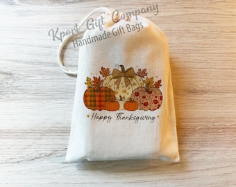 Pumpkin Theme Thanksgiving Favor Bags | Cozy Fall Gift Bags for Guests | Autumn Table Décor & Party Favors | Rustic Table Setting Bags