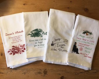 Its a Wonderful Life Merry Christmas Holiday Tea Towels. Tea Towel / Flour Sack