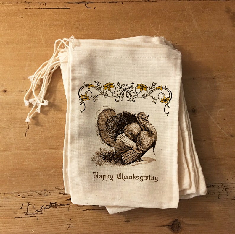 1 Happy Thanksgiving Holiday Favor Gift Bags. Turkey Victorian image 0