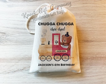 Train Kids Birthday Bag - Kids Birthday Favors - Personalized Goodie Bag - Kids Party Favor - Chugga Chugga Choo Choo - Childrens Name Bag