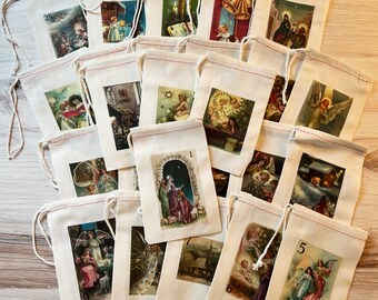 Religious Advent Calendar Christmas Holiday Bags. Countdown to Christmas Set of 25 Christian Vintage 4x6 5x7