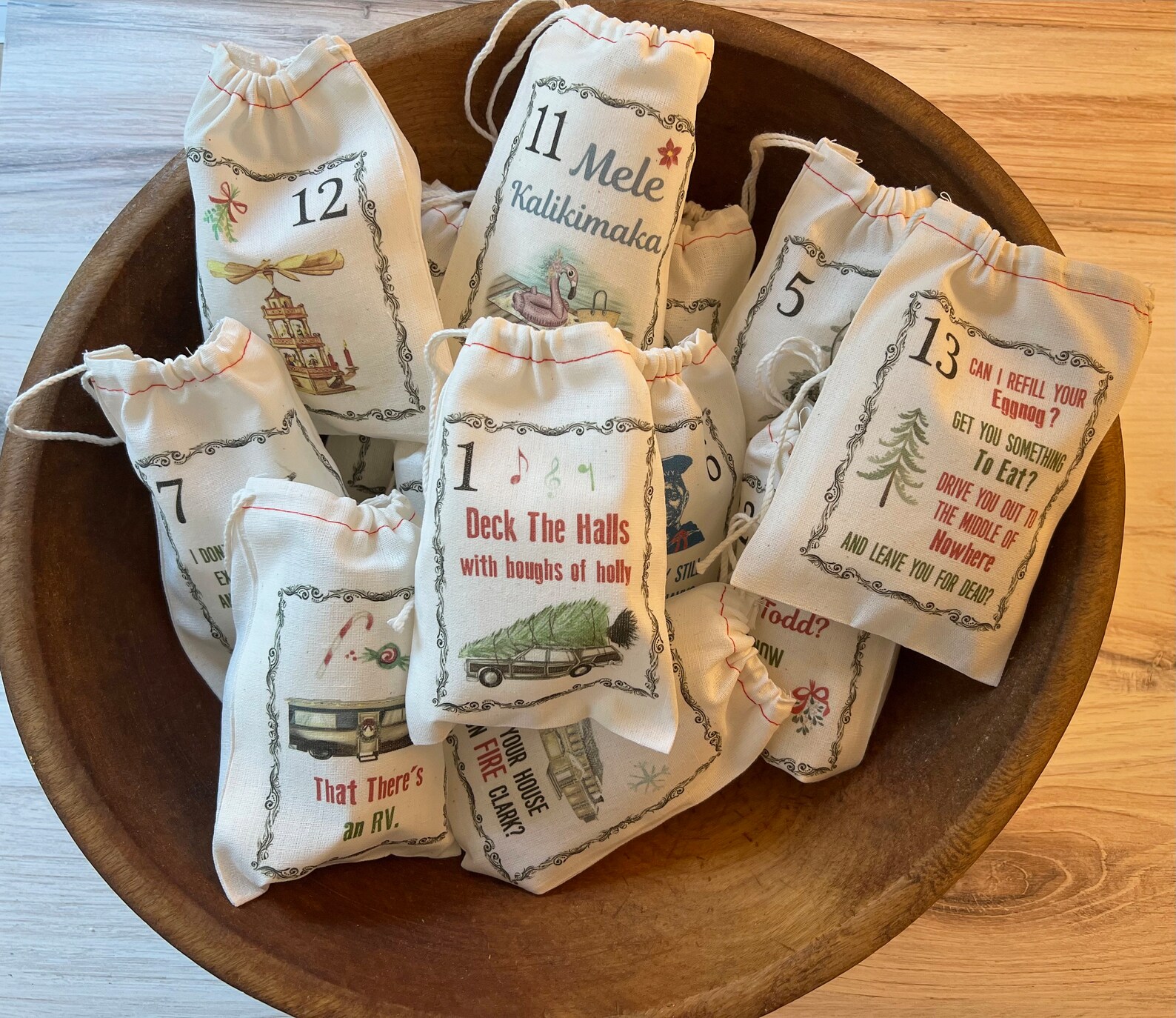Christmas Vacation Inspired Advent Calendar Christmas Bags Etsy