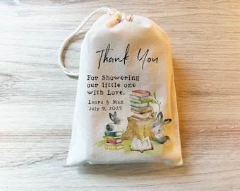 Book Baby Shower Thank You Book Gender Neutral Book Themed Gift Shower Favor Bag. 4x6 5x7 6x8 8x12 Drawstring Personalized custom
