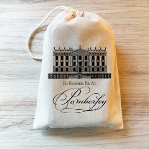 Jane Austen Pemberley Bag - Pride and Prejudice Gift Holiday Bag - Party Favor Bag Drawstring Cotton
