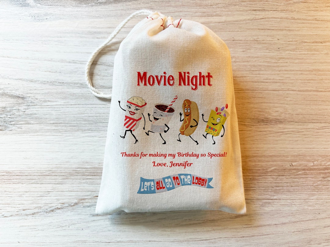 Movie Night Birthday Thank You Personalized Party Favor Gift Bags Movie ...