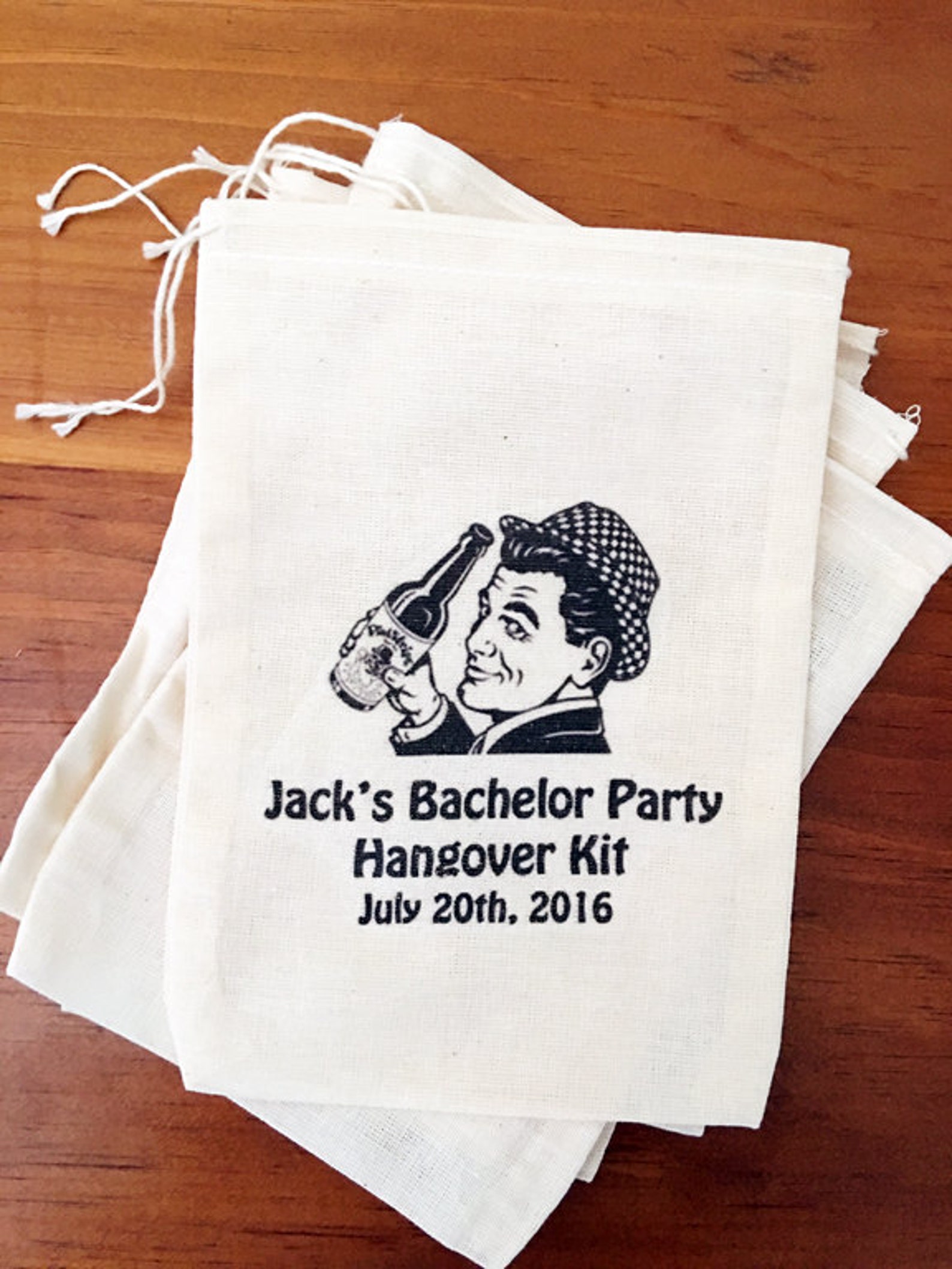 1 Bachelor Party Groomsmen Survival Kit Hangover Bag Hipster image 1.