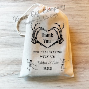 Halloween Wedding Favors Halloween Wedding Thank You Bags Gothic Wedding October Wedding Skeleton Favor Bags Cotton Bags