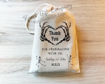 Halloween Wedding Favors Halloween Wedding Thank You Bags Gothic Wedding October Wedding Skeleton Favor Bags Cotton Bags