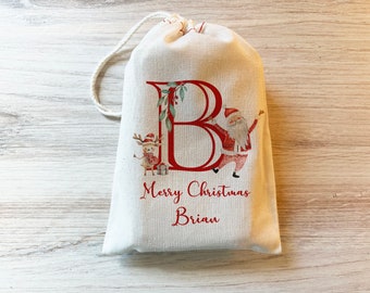 Christmas Santa Custom Personalized Bag - Christmas Letter Bag - Christmas Initial Bag - Name and Initial Bag - Custom Christmas