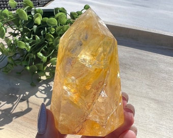 Gorgeous clear golden healer tower | red brown quartz master healing crystal | golden healer stone | crystal tower point | 3 inch tall